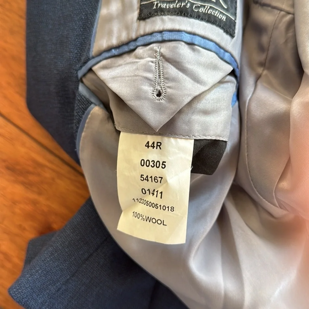 Jos. A. Bank Traveler Tailored Fit Blue Sport Coat Size 44R